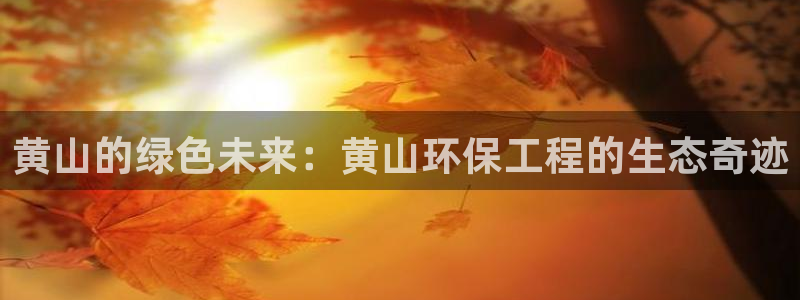 彩名堂官网在线计划：黄山的绿色未来：